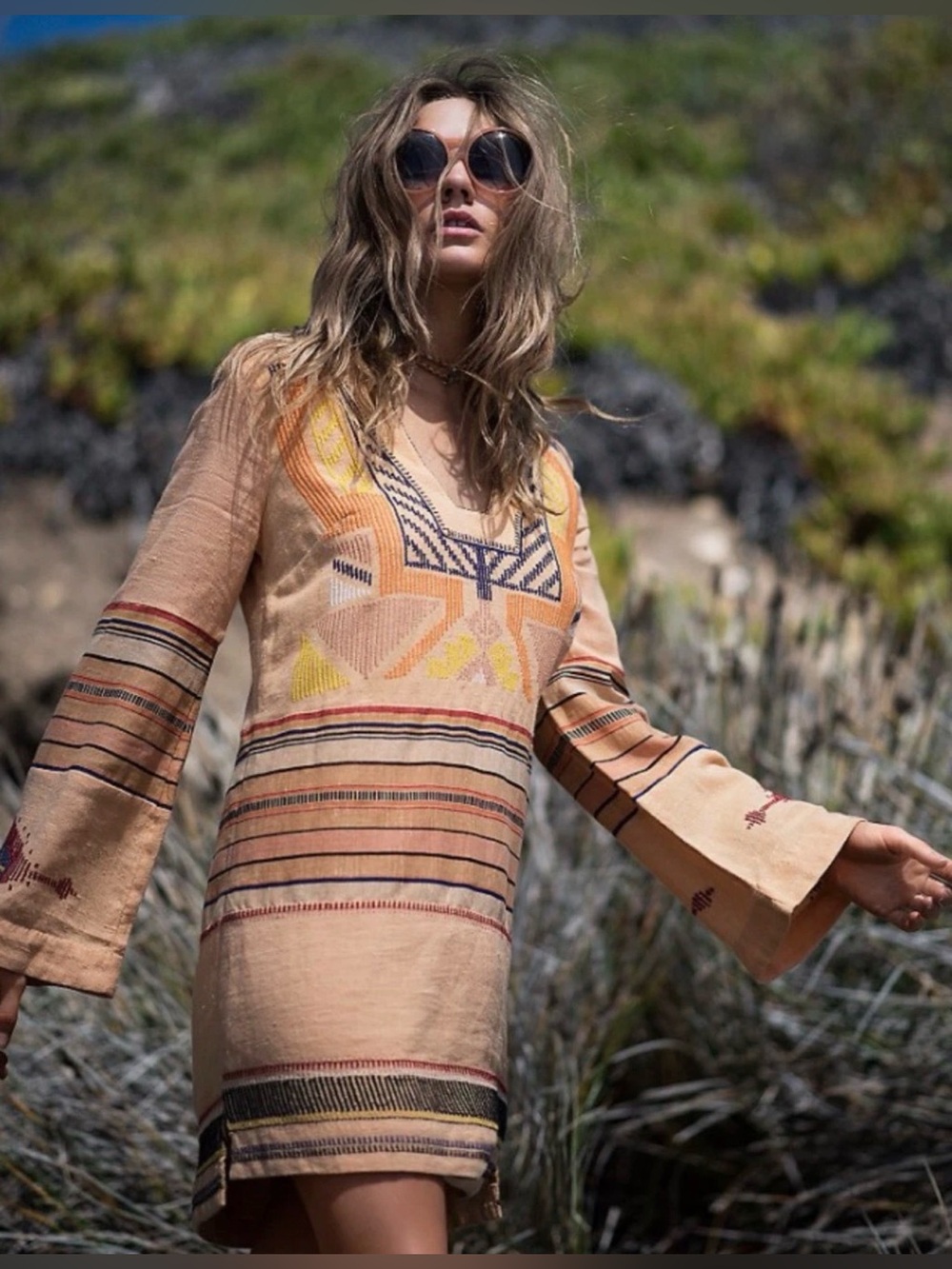 Free People Embroidered Boho Tunic Dress size XS